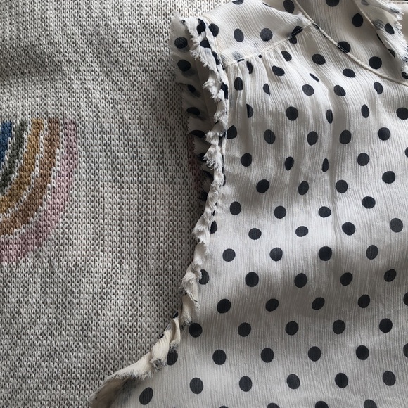 J. Crew off white 100% silk ruffle polka dot tank top. Sz 6 - Picture 6 of 12